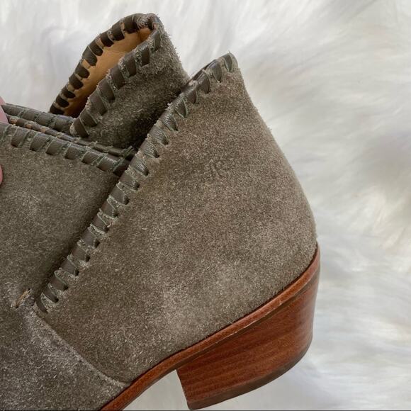 Jack Rogers Sadie Flat Ankle Boots Olive Green Suede Booties Leather Women’s 5.5 - Picture 5 of 10